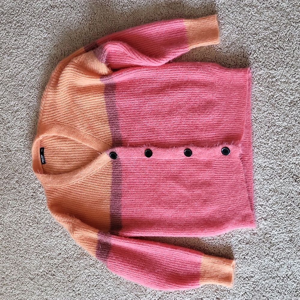 Soft fluffy colorblock sweater- brand new